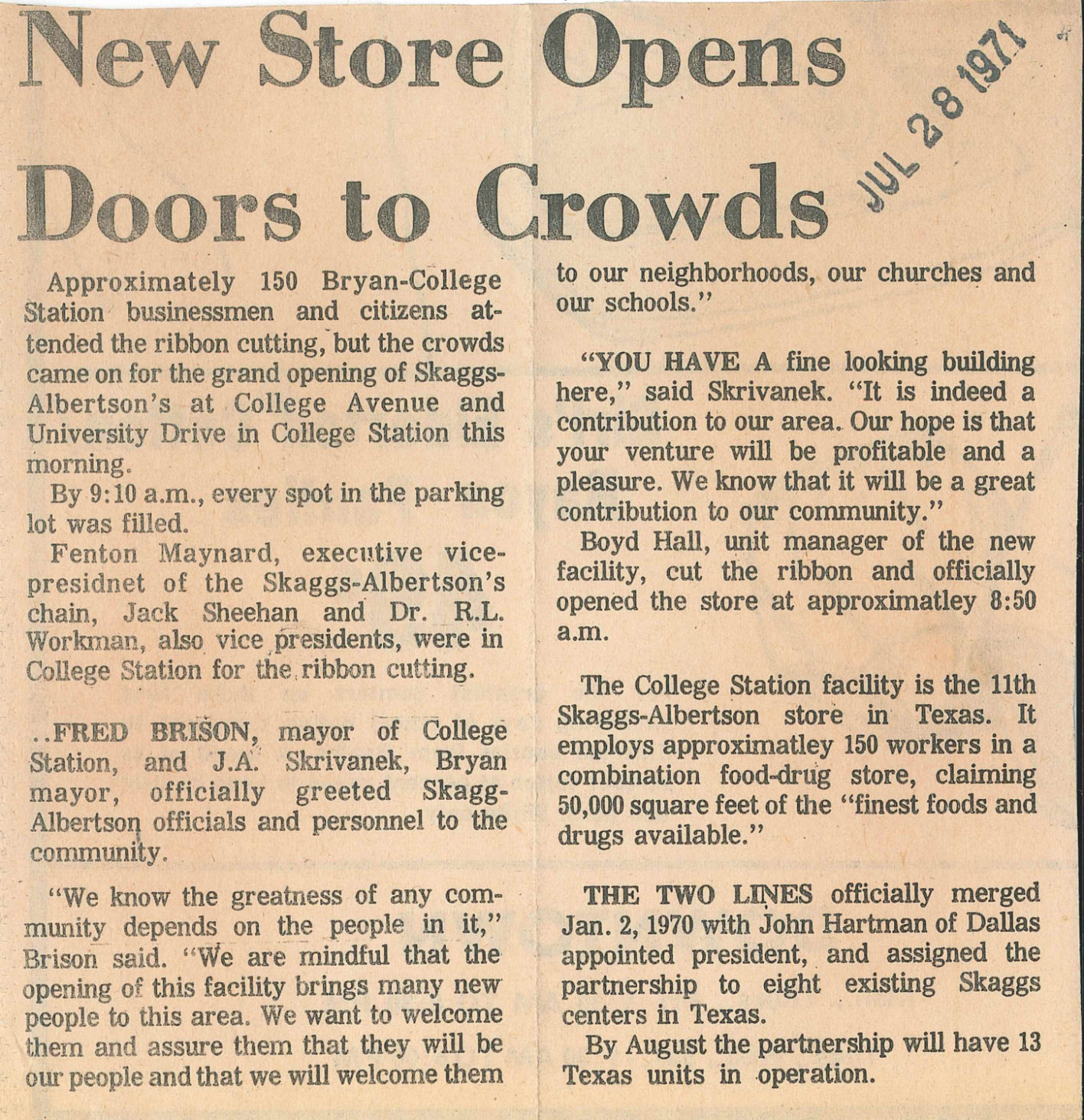 The Eagle Archives: Skaggs Albertsons
